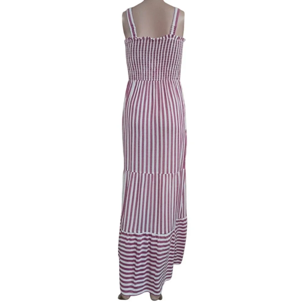 Raviya Women's Pink/White Striped Cover-Up Dress Size Lg with Pockets, 57